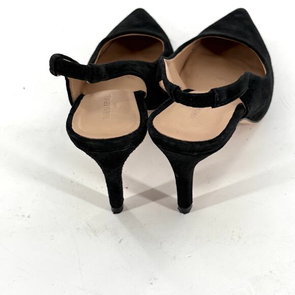 Banana Republic Slingback Kitten Heels 6 Black Suede Pumps Academia Capsule Work - Picture 4 of 6